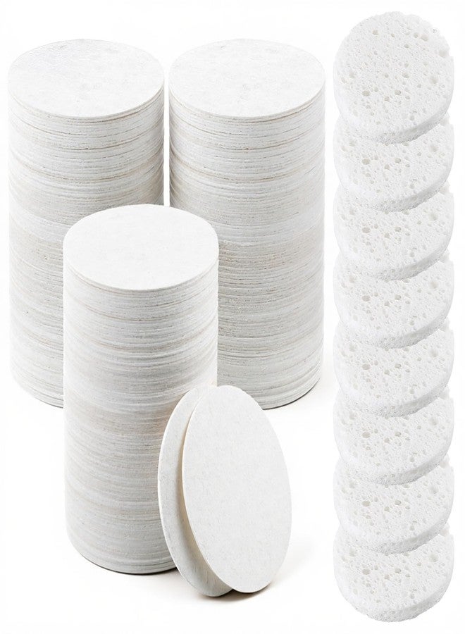 SHENLIU 300pcs Compressed Facial Sponges, White Disposable Round Soft Face Exfoliating Pads for Washing Face Cleansing Exfoliating Esthetician Makeup Removal Travel - Image 2