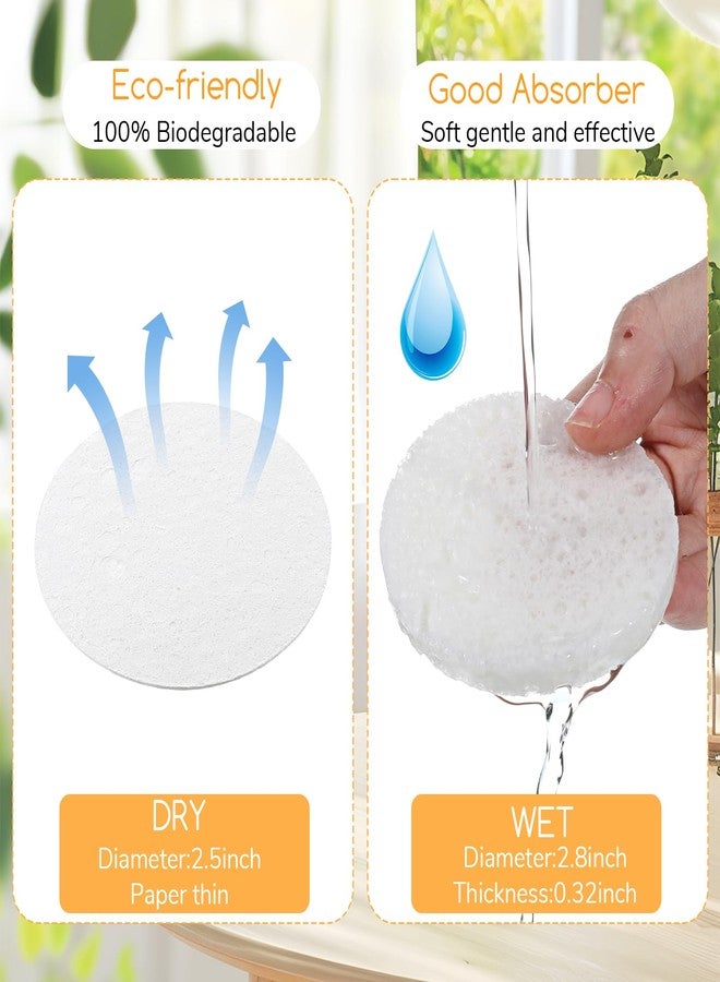 SHENLIU 300pcs Compressed Facial Sponges, White Disposable Round Soft Face Exfoliating Pads for Washing Face Cleansing Exfoliating Esthetician Makeup Removal Travel - Image 3