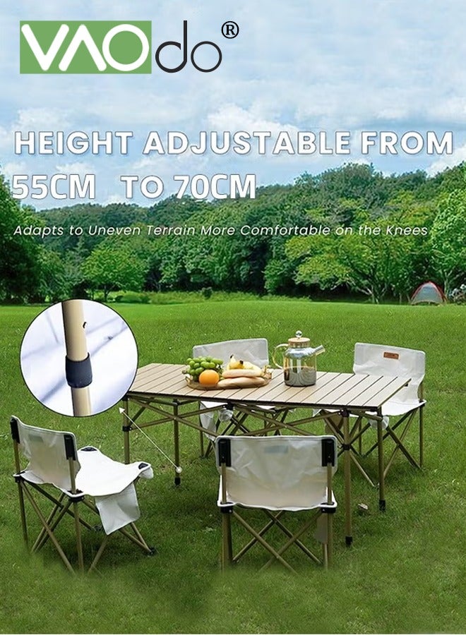فاو دو المحمولة التخييم الطاولة القابلة للطي * 1PCS والكراسي * 2PCS مع حقيبة مجانية ، لف السطح خفيف الوزن الحديد الصغير نزهة الظهر جدول الإعداد السريع والتخزين المدمج للشواء في الهواء الطلق في الداخل نزهة تجمع الفناء - Image 1