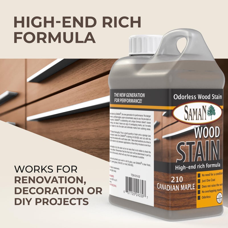 SamaN Interior Water Based Wood Stain - Natural Stain for Furniture, Moldings, Wood Paneling, Cabinets (Antique Walnut TEW-212-32, 32 oz) - Image 2
