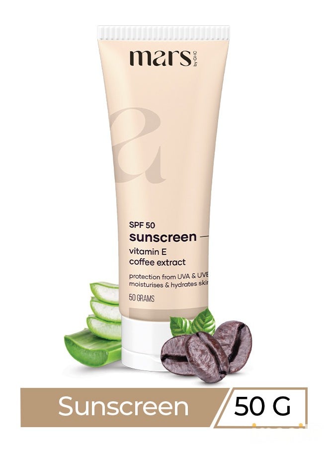 mars by GHC - Anti-Pollution Sunscreen Cream SPF 50 (PA++) - 50gm | Sun Screen Broad Spectrum UVA & UVB Protection | No White Cast, SLS-Free, Paraben-Free, 100% Vegan - Image 1