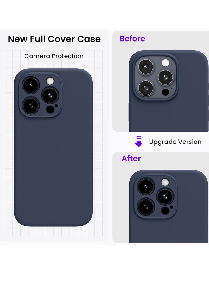 MUNTAQI Compatible with iPhone 15 Pro Max Case Shockproof with 2pcs Screen Protectors, Waterproof Liquid Silicone Rubber Full Cover Protective Case for iPhone 15 Pro Max 6.7 inch-Navy Blue - Image 3