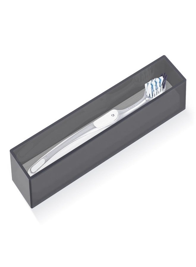 Linkidea Acrylic Toothbrush Holder with Diatomite Drying Stone, Bathroom Drawer Organizer with Drainage Hole for Tooth Brush, Compatible with Colgate Extra Clean, Oral-B CrossAction (Gray), Grey
