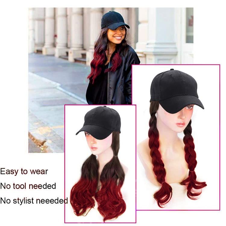 Paradise 26 Inch Long Curly/Wavy Cap Wig for Women & Girls | Matte Finish | Adds Instant Hair Volume & Length | Lightweight & Natural Look | Heat Resistant Synthetic Hair (Burgundy) - Image 5