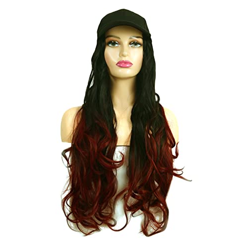 Paradise 26 Inch Long Curly/Wavy Cap Wig for Women & Girls | Matte Finish | Adds Instant Hair Volume & Length | Lightweight & Natural Look | Heat Resistant Synthetic Hair (Burgundy) - Image 4