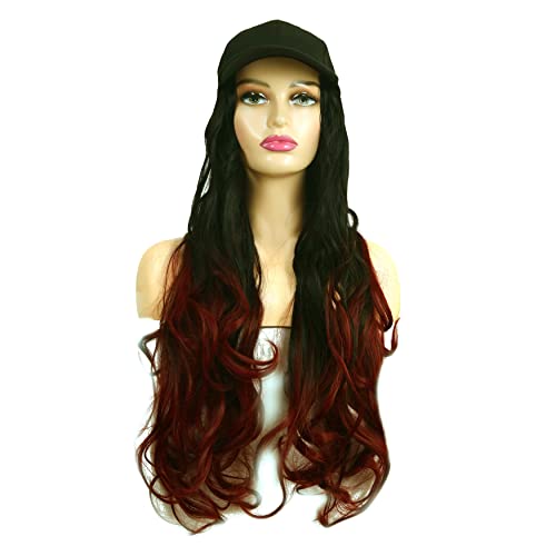 Paradise 26 Inch Long Curly/Wavy Cap Wig for Women & Girls | Matte Finish | Adds Instant Hair Volume & Length | Lightweight & Natural Look | Heat Resistant Synthetic Hair (Burgundy) - Image 3