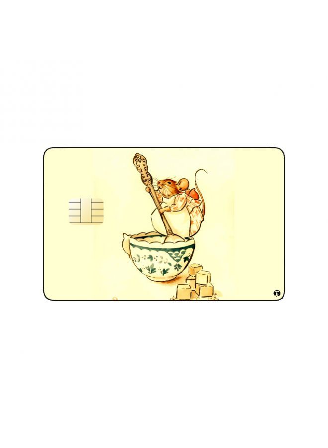RKN PRINTED BANK CARD STICKER Cute Mouse Drawing In Soup Bowl - Image 1