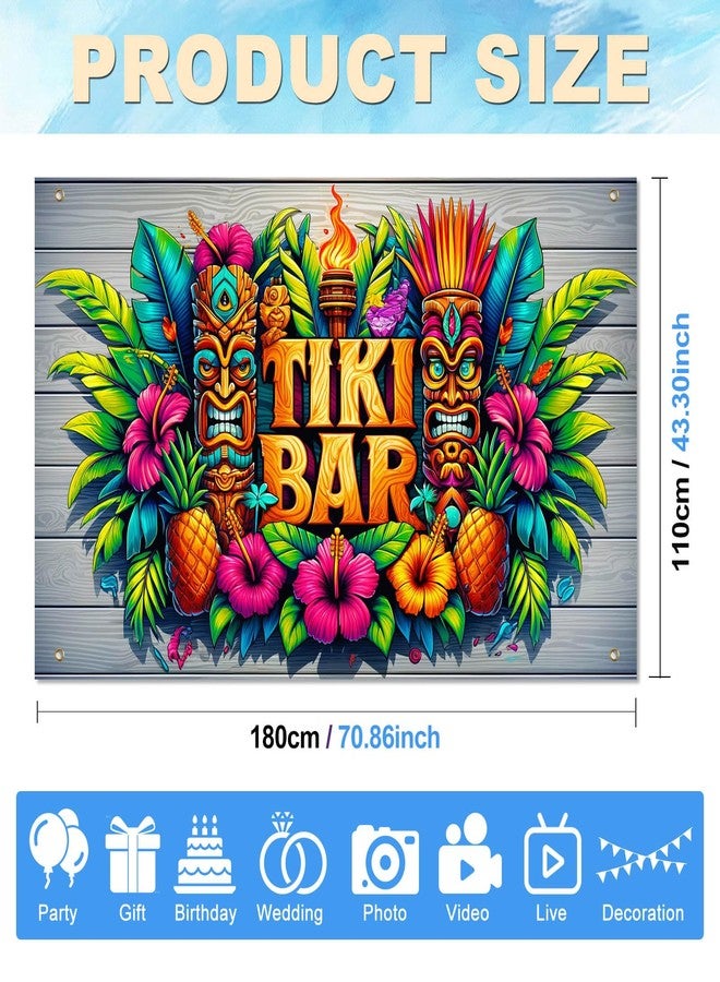 BlissYard Tiki Luau Party Banner 71x43 Inch Hawaiian TIKI Bar Decoration for Tropical Hawaiian Birthday Party Backdrop Photography Background - Image 4