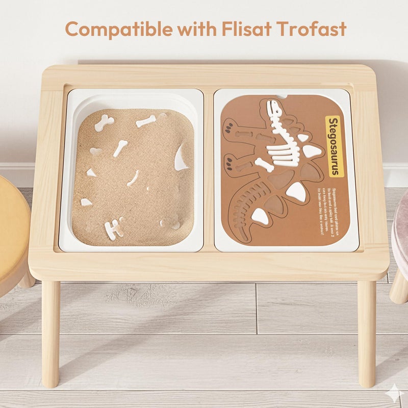 Woodtoe 2 PCS Dinosaur Sensory Table Inserts, Double-Sided Dinosaurs Puzzle for Flisat Trofast, 3D Wooden Dinosaur Puzzle, Sensory Sand & Water Table Accessories, Science Toys STEM Kits for Kid Age 3+ - Image 3