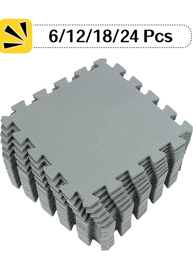 6/12/18/24  Pcs Puzzle Fitness Mat Massager Mat Eva Interlocking Foam Floor Tiles Puzzle Mat For Children Tiles Foam Baby Play Mat For Home Gym Home Gym Equipment Mat Non-Slip Floor Mat (Grey) - Image 1