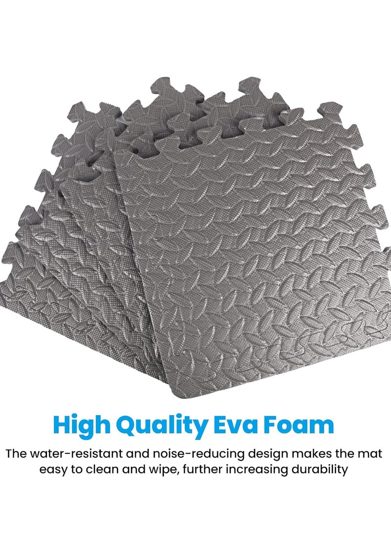 6/12/18/24  Pcs Puzzle Fitness Mat Massager Mat Eva Interlocking Foam Floor Tiles Puzzle Mat For Children Tiles Foam Baby Play Mat For Home Gym Home Gym Equipment Mat Non-Slip Floor Mat (Grey) - Image 3