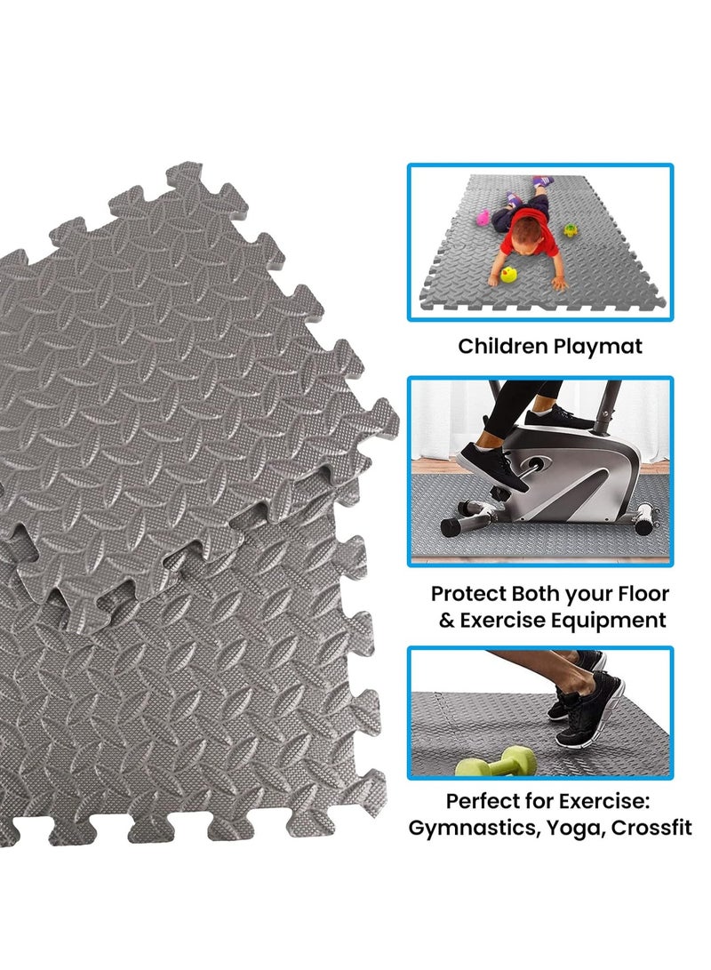 6/12/18/24  Pcs Puzzle Fitness Mat Massager Mat Eva Interlocking Foam Floor Tiles Puzzle Mat For Children Tiles Foam Baby Play Mat For Home Gym Home Gym Equipment Mat Non-Slip Floor Mat (Grey) - Image 4