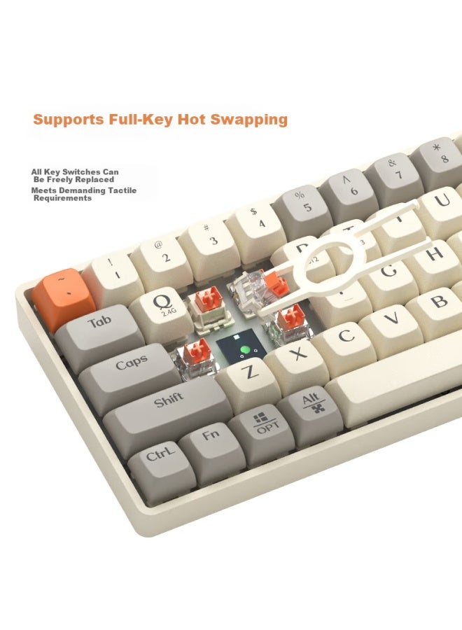 Langtu Gk65 Wireless Tri-mode Gaming Mechanical Keyboard For Laptop Office Wired Run Gold Switch Sky Blue - Image 2