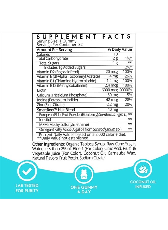 SugarbearPRO - Sugarbear Hair Vitamin Gummy 1 Month Supply Extra Strength Biotin 6000mcg, Growth for Men & Women, Vegan Vitamin B12, MSM, Inositol, Omega 3, Elderberry, Certified Kosher, Halal, Cruelty-Free - Image 1
