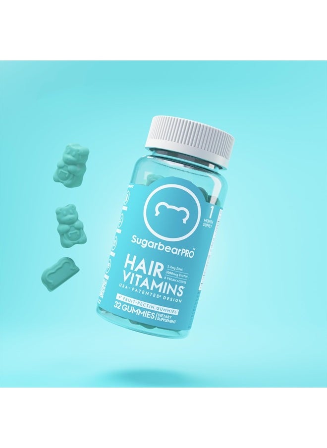 SugarbearPRO - Sugarbear Hair Vitamin Gummy 1 Month Supply Extra Strength Biotin 6000mcg, Growth for Men & Women, Vegan Vitamin B12, MSM, Inositol, Omega 3, Elderberry, Certified Kosher, Halal, Cruelty-Free - Image 1