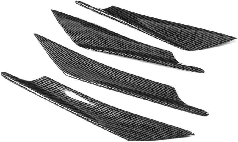 4pcs Universal Front Bumper Lip Splitter, Car Deflector Spoiler Panel, Carbon Fiber ABS Body Kit for Sedan SUV, Stylish Aerodynamic Front Bumper Spoiler with Stone Guard - Image 1