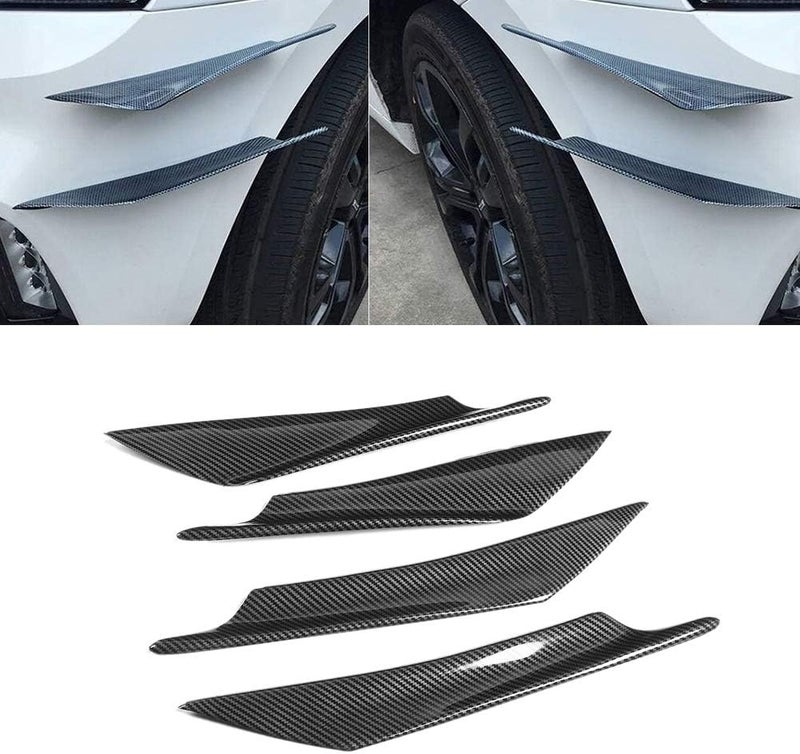 4pcs Universal Front Bumper Lip Splitter, Car Deflector Spoiler Panel, Carbon Fiber ABS Body Kit for Sedan SUV, Stylish Aerodynamic Front Bumper Spoiler with Stone Guard - Image 5