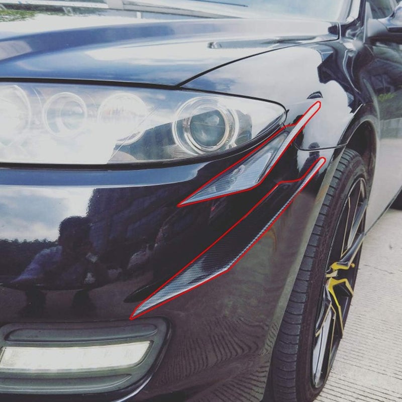 4pcs Universal Front Bumper Lip Splitter, Car Deflector Spoiler Panel, Carbon Fiber ABS Body Kit for Sedan SUV, Stylish Aerodynamic Front Bumper Spoiler with Stone Guard - Image 2