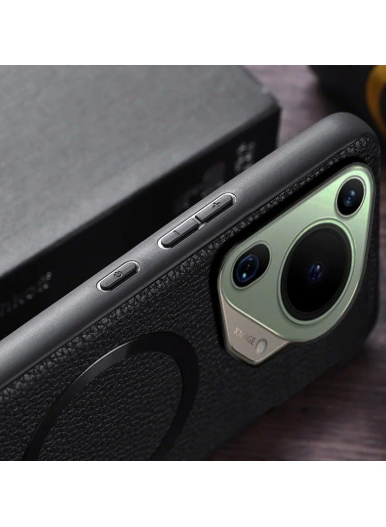 general Magnetic Case Compatible with Huawei Pura 70 Ultra Case, Lightweight Plain Leather Case Shockproof Protective Cover for Huawei Pura 70 Ultra - Image 2