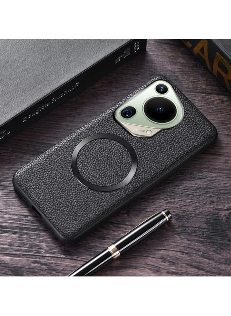 general Magnetic Case Compatible with Huawei Pura 70 Ultra Case, Lightweight Plain Leather Case Shockproof Protective Cover for Huawei Pura 70 Ultra - Image 5