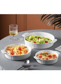 3-Piece Round Porcelain Baking Dish Set, Sizes 8 + 10 + 12 Inch White - pzsku/ZD35B5D1F759978A30957Z/45/_/1733388703/a5cd6f86-2065-4aab-a70d-0156ffaa388f