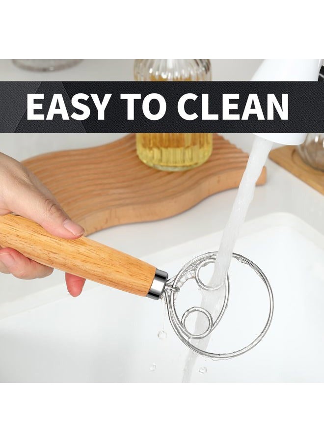 agttete Danish Dough Whisk Dutch Style Mixer with Stainless Steel Dough Hook and Wooden Handle for Sourdough Bread Making Whisking Tools and Supplies,Bread Whisk 13 Inch - Image 5