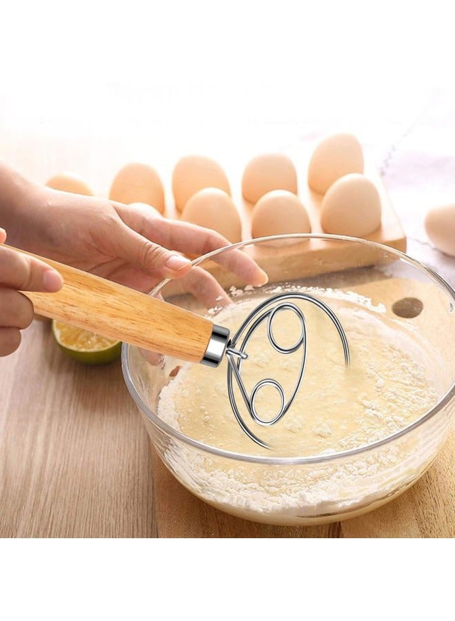 agttete Danish Dough Whisk Dutch Style Mixer with Stainless Steel Dough Hook and Wooden Handle for Sourdough Bread Making Whisking Tools and Supplies,Bread Whisk 13 Inch - Image 2