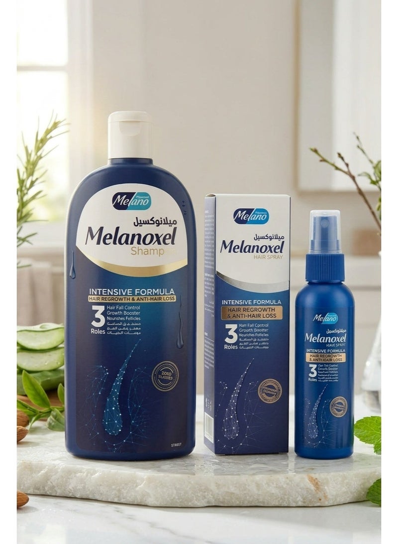 Melano Pharma Melanoxidil Hair Spray 120 ml Melanoxidil 5% Shampoo 400 ML - Image 1