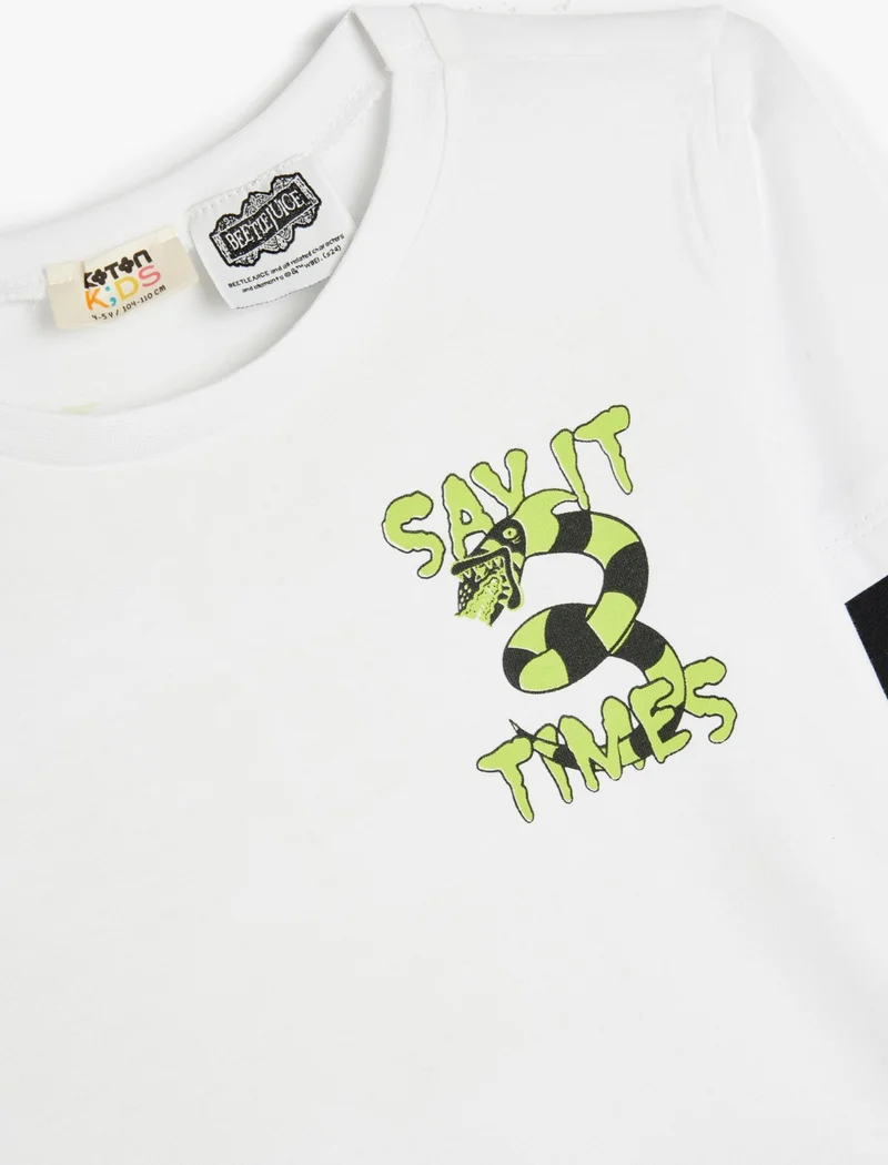 KOTON Beetlejuice T-Shirt Licensed Long Sleeve Crew Neck