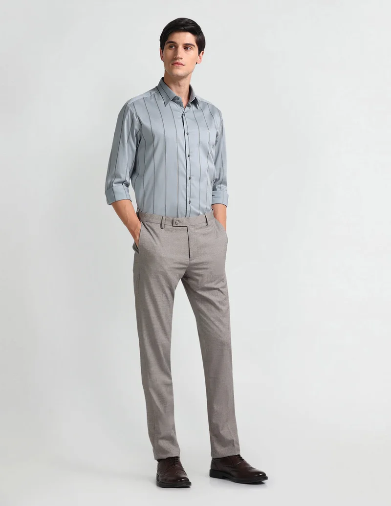Arrow Light Blue Vertical Stripe Slim Fit Shirt for Men | Best Price UAE