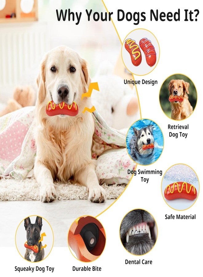HOWWFALY Durable Dog Chew Toys for Aggressive Chewers,Hot Dog Hard Rubber Dog Toys Teeth Cleaning Boredom Interactive Toys and Stimulating Dog Dental Toys for Medium/Large Dogs(Red) - Image 2