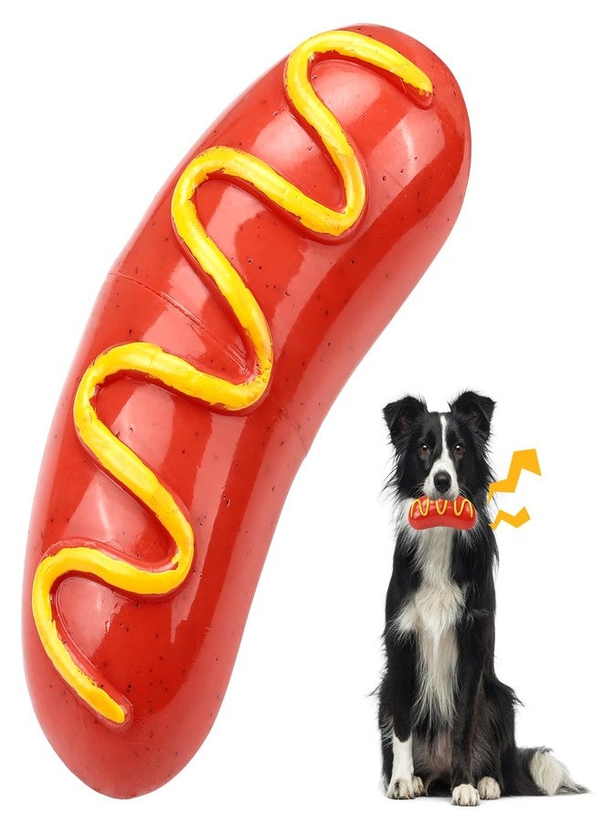 HOWWFALY Durable Dog Chew Toys for Aggressive Chewers,Hot Dog Hard Rubber Dog Toys Teeth Cleaning Boredom Interactive Toys and Stimulating Dog Dental Toys for Medium/Large Dogs(Red) - Image 1
