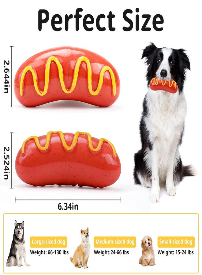 HOWWFALY Durable Dog Chew Toys for Aggressive Chewers,Hot Dog Hard Rubber Dog Toys Teeth Cleaning Boredom Interactive Toys and Stimulating Dog Dental Toys for Medium/Large Dogs(Red) - Image 3