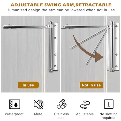 Solitude Automatic Door Closer, Adjustable Spring Storm Door Closer, Heavy Duty Safety Spring, Built-in Lock, Perfect for Indoor & Outdoor Doors, Offices, Soft Closing Door (Pack of 1) - Image 3