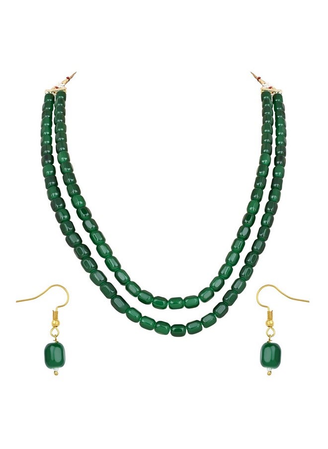 I Jewels I Jewels Stylish Multi Layer Pearl Necklace Jewellery Set with Earrings for Women and Girls (ML328G)  - Image 1