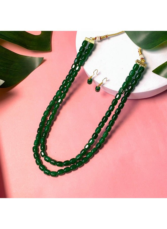 I Jewels I Jewels Stylish Multi Layer Pearl Necklace Jewellery Set with Earrings for Women and Girls (ML328G)  - Image 2