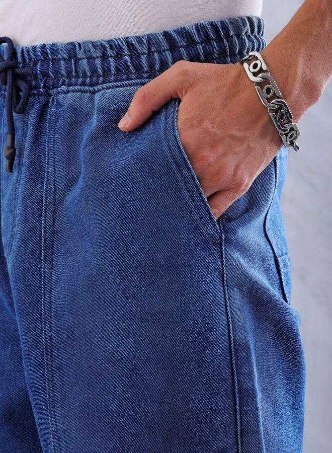 The Indian Garage Co  Men Relaxed Fit Solid Mid-Rise Denim Joggers for Men | Best Price UAE