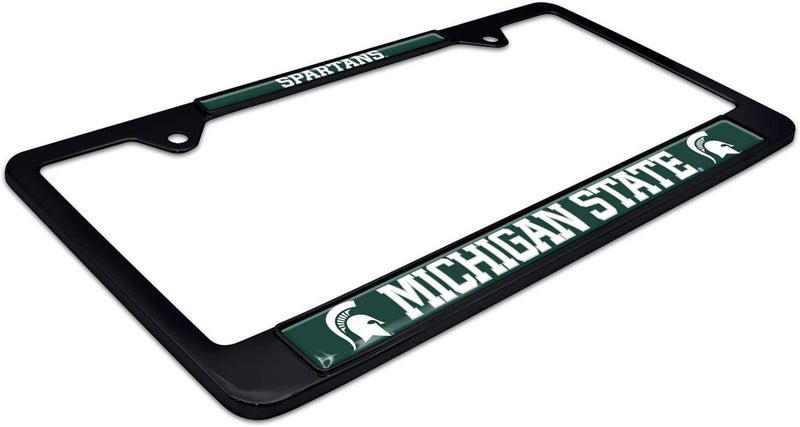 AMG Auto Emblems NCAA Black Metal License Plate Frame - Michigan State Spartans