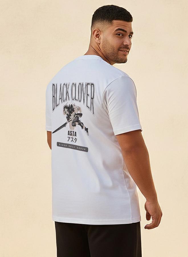 Maxim Men Regular Fit Crew Neck Short Sleeves Black Clover Print T-shirt - Image 4