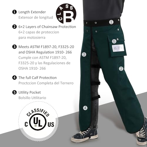 ZELARMAN Chainsaw Chaps Apron 8-Layer Wrap for Men/Women Loggers Forest Workers Protective Chain Saw Pants Adjustable - Image 2