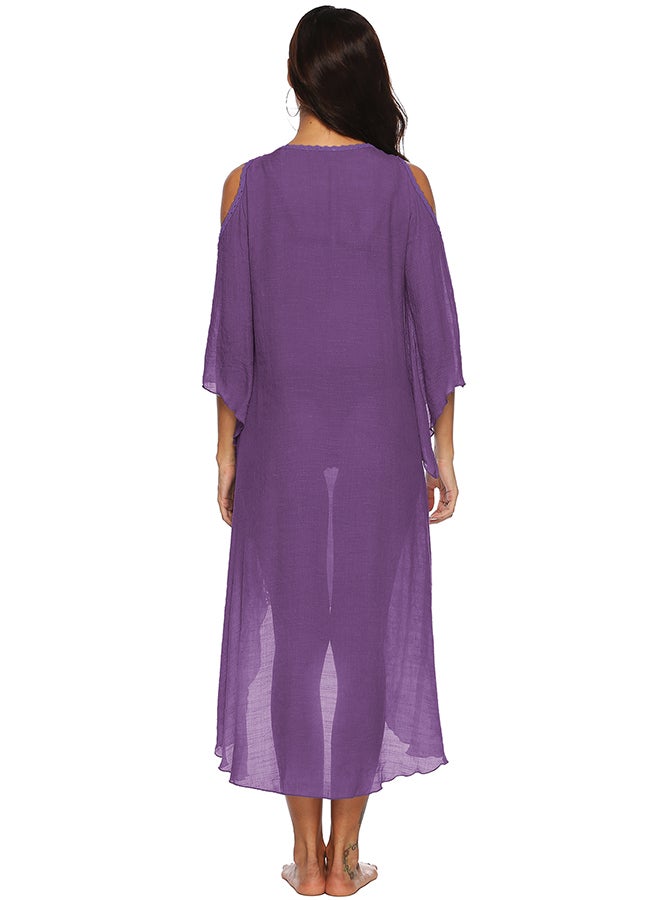 Halamodo Women's Crochet Swimsuit Cover Up Caftan V Neck Beach Kaftan Cover ups,Grassland Feeling Bathing Suit Cover Ups Beachwear Dress Soft - Image 2