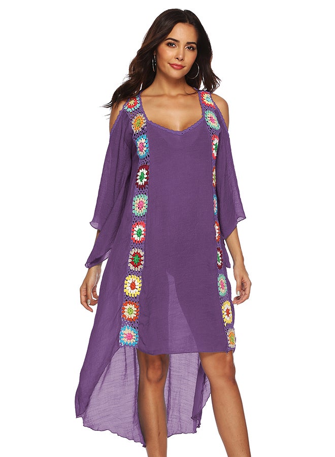 Halamodo Women's Crochet Swimsuit Cover Up Caftan V Neck Beach Kaftan Cover ups,Grassland Feeling Bathing Suit Cover Ups Beachwear Dress Soft - Image 1