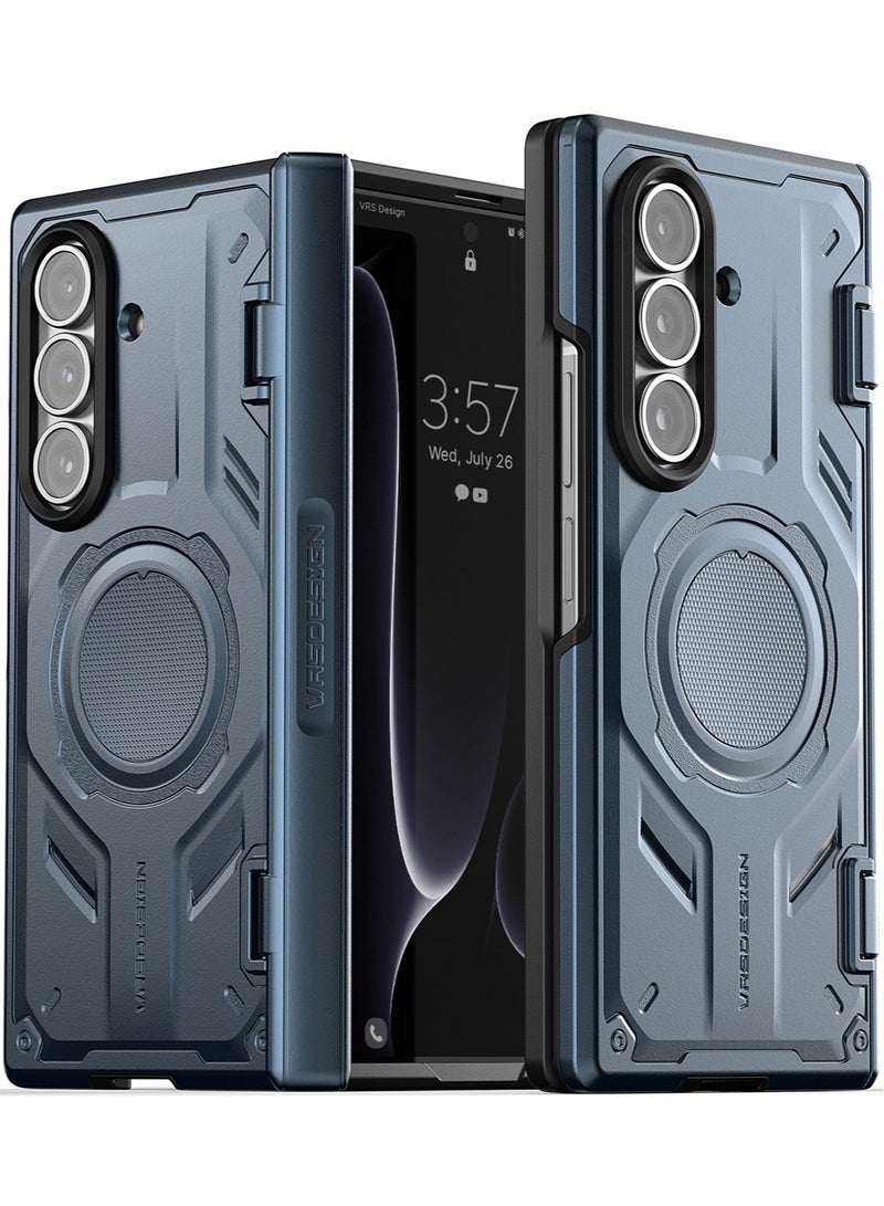 VRS Design غطاء تيرا غارد النشط الحديث لجهاز سامسونج جالاكسي زد فولد 7 [ماج سيف] (2025) مع [حماية المفصل] - أزرق جليدي - Image 1