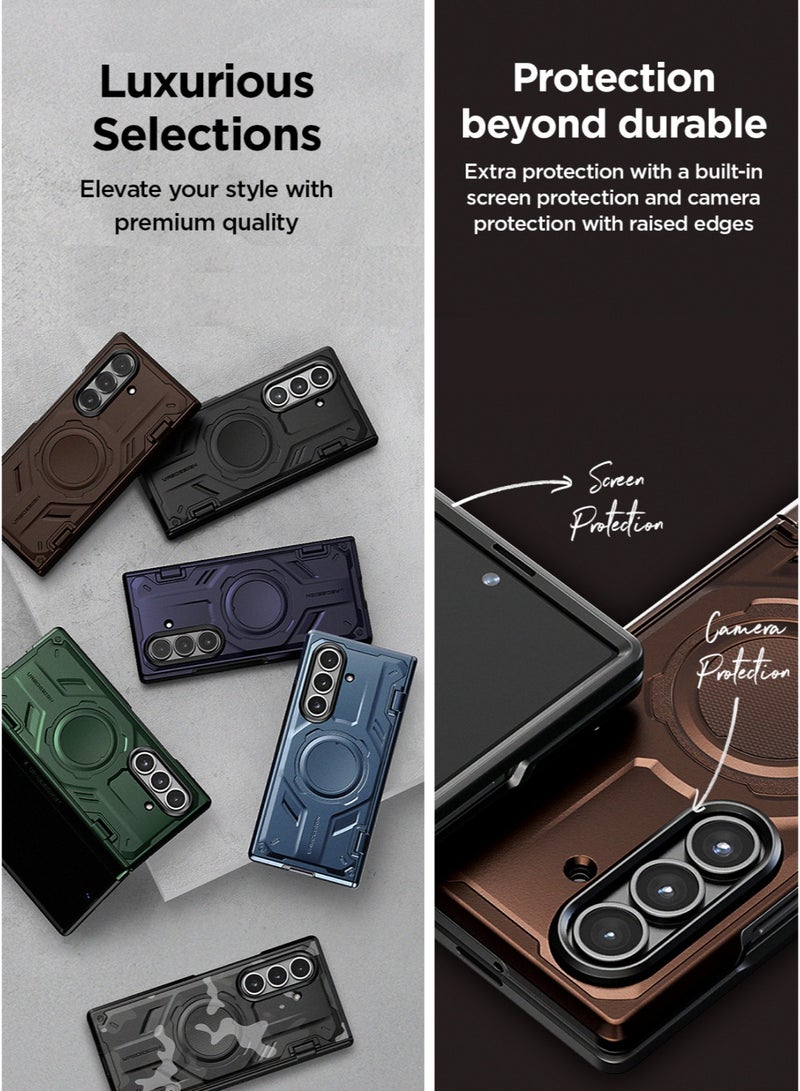 VRS Design غطاء تيرا غارد النشط الحديث لجهاز سامسونج جالاكسي زد فولد 7 [ماج سيف] (2025) مع [حماية المفصل] - أزرق جليدي - Image 5