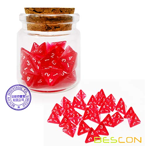 Bescon Mini Transparent Red D4 Dice 30pcs Healing Potion Bottle 30pcs Roleplaying Mini Red Gem D4 Dice Healing Potion Pack in Glass Jar - Image 5