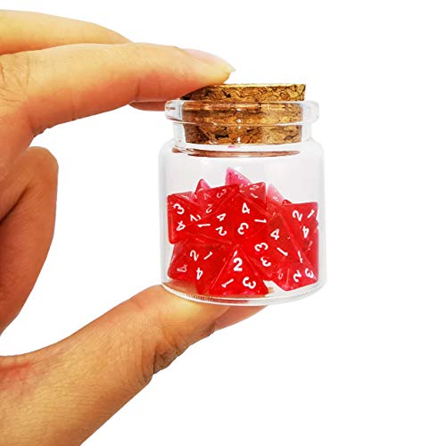 Bescon Mini Transparent Red D4 Dice 30pcs Healing Potion Bottle 30pcs Roleplaying Mini Red Gem D4 Dice Healing Potion Pack in Glass Jar - Image 1