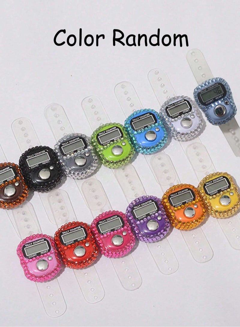 (2 Pieces) Digital Finger Counter Tasbeeh Ring – Crystal Electronic Tally Counter – Multipurpose – Multicolor  - Image 1