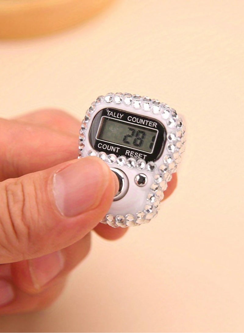 (2 Pieces) Digital Finger Counter Tasbeeh Ring – Crystal Electronic Tally Counter – Multipurpose – Multicolor  - Image 3