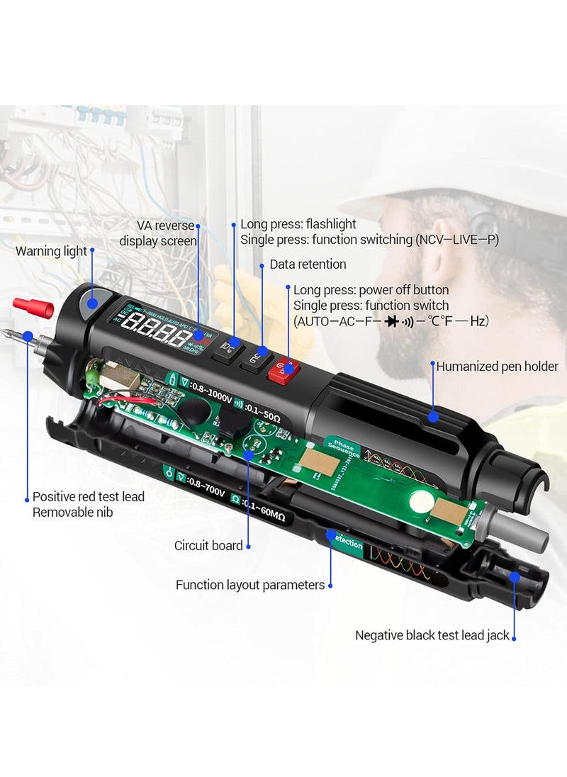 ANENG - A3008 Pen Multimeter 6000 Counts Digital Multimeter Meter Tester with LCD Display Backlight Flashlight NCV Auto-off Multiple Accessories for Voltage Current Resistance Capacitance Diode - Image 1