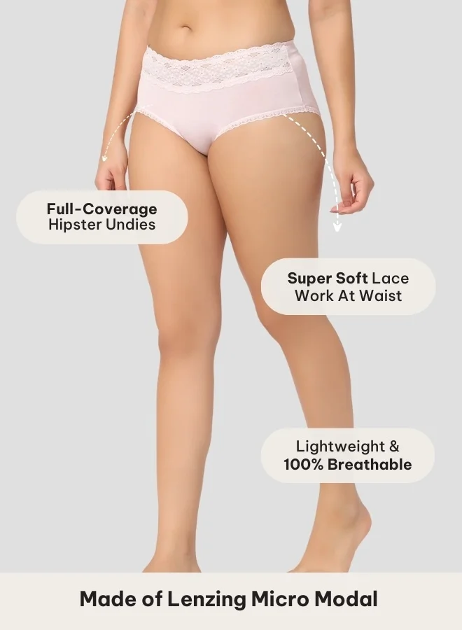 Intimate Queen pink Modal Bae Luxe Hipsters – Buttery Modal Bliss, Naturally Cooling | pH Balanced for Sensitive Skin (Pack Of 3) for Women | Best Price UAE